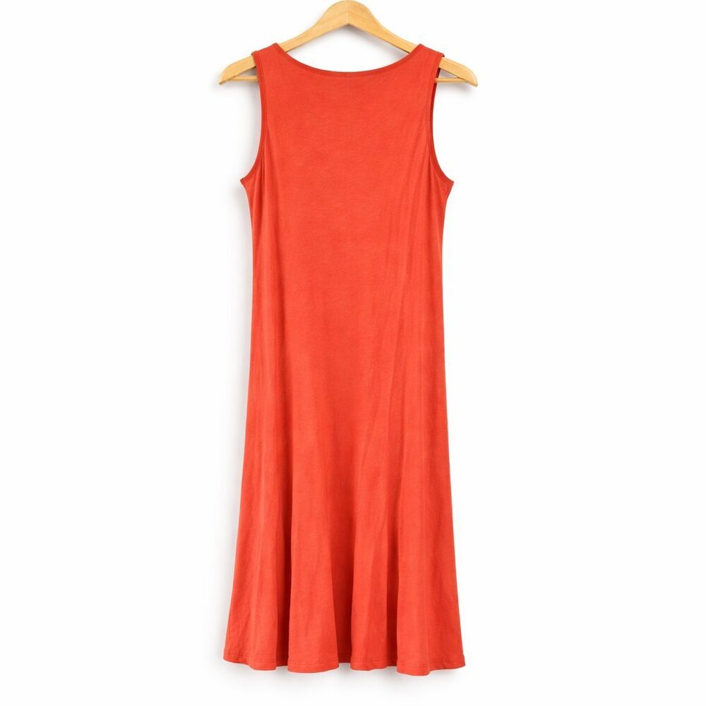 Garnet Hill Organic Pima Cotton Tank Dress Burnt Orange Scoop Neck M - Picture 3 of 8
